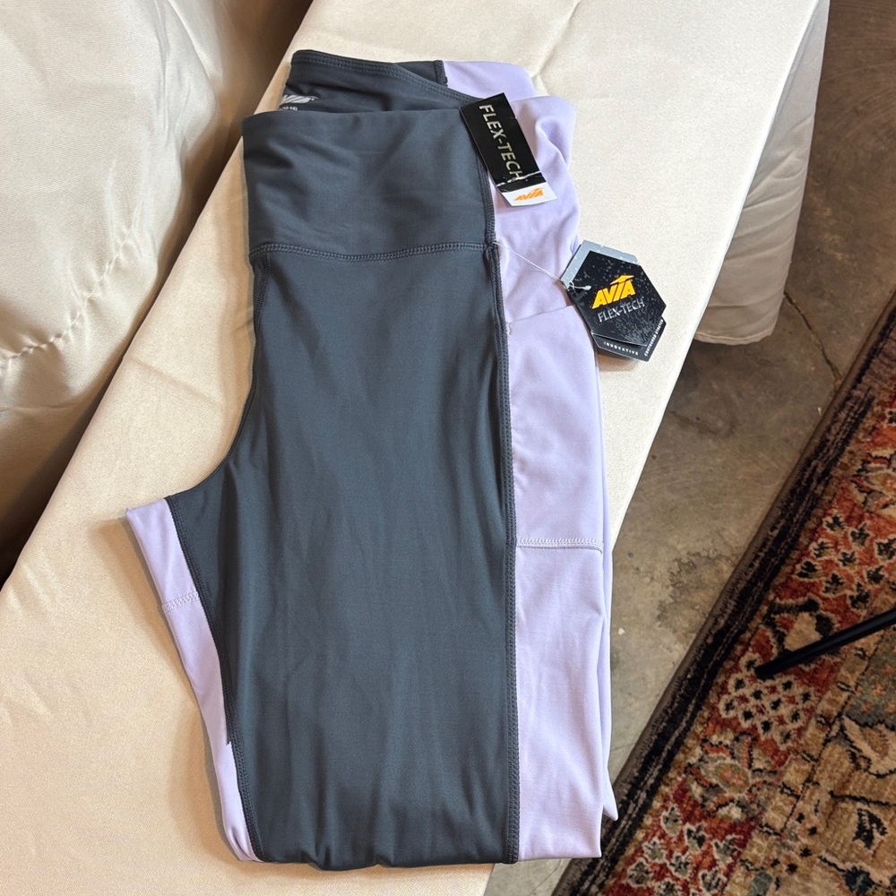 Women’s Avia Charcoal and Light Purple FlexTech Leggings